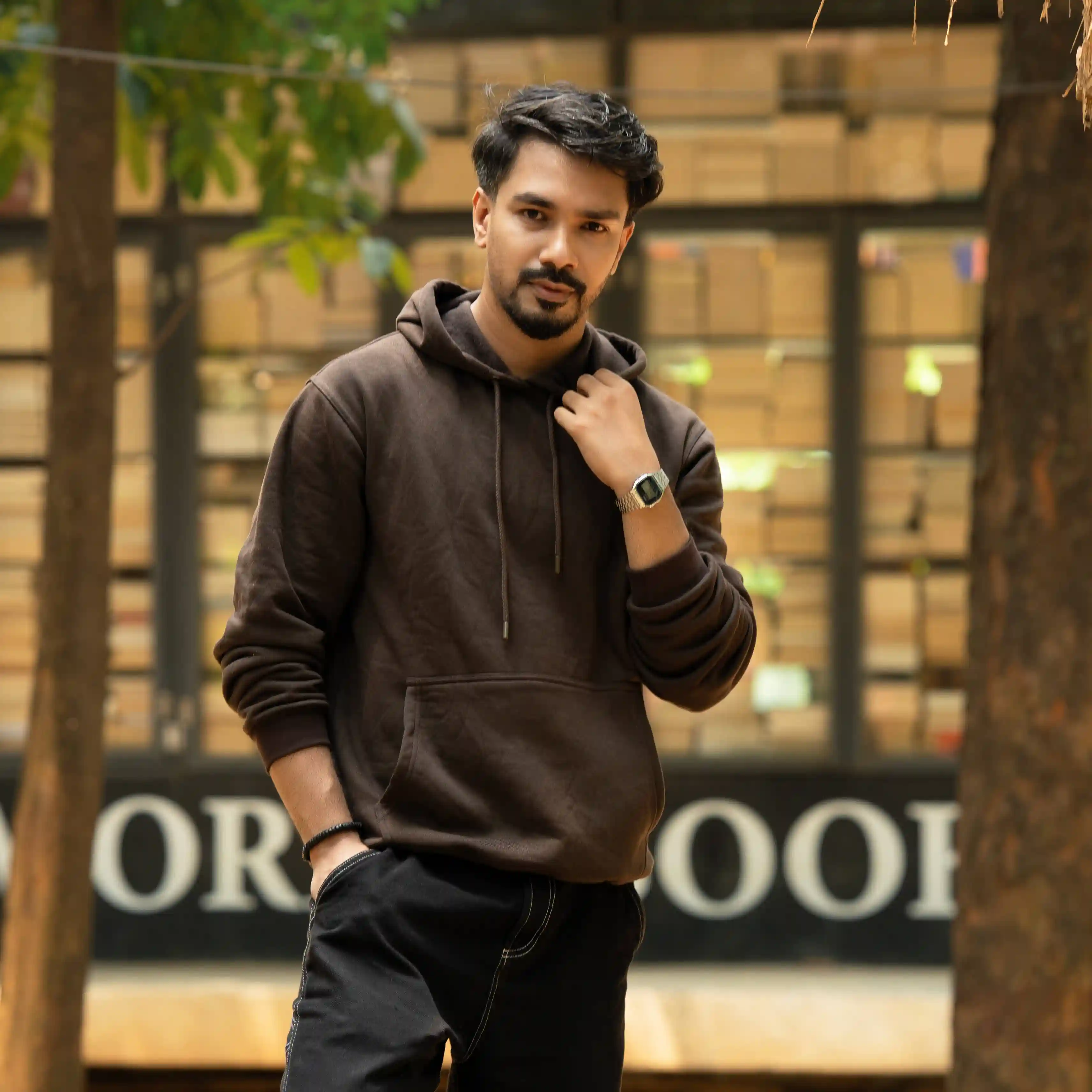 Classic Solid Hoodie (Single)- Coffee